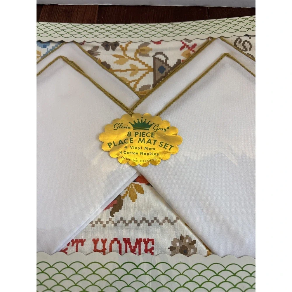 Vintage Glory Gray 8‎ Pc Place Mat Set Home Sweet Home Farmhouse